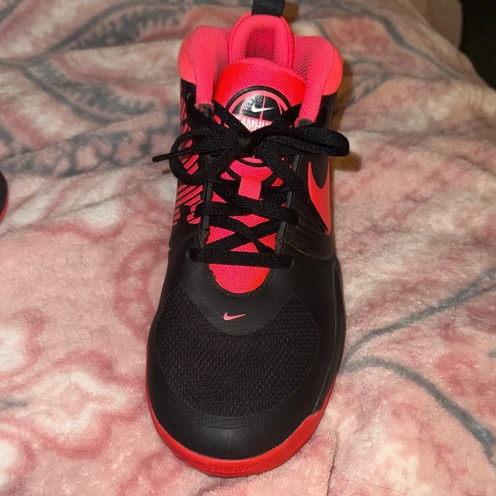 Nike Kids' Black and Neon Pink Basketball Sneakers